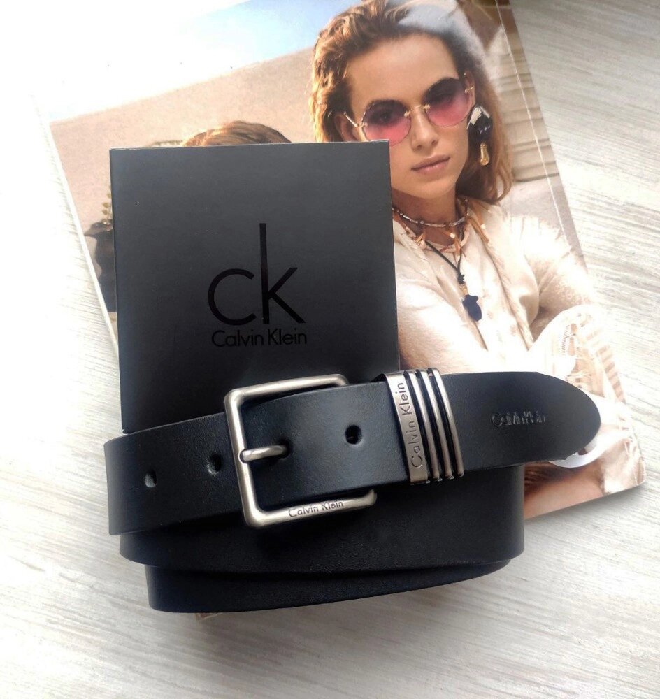 Стильний шкіряний ремінь Calvin Klein black від компанії Elektromax - фото 1