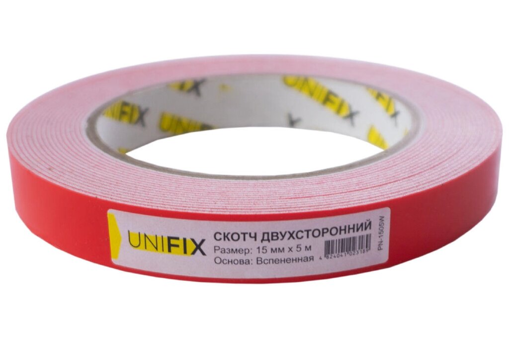 Стрічка двостороння Unifix - 15 мм x 5 м спіненная біла від компанії Elektromax - фото 1