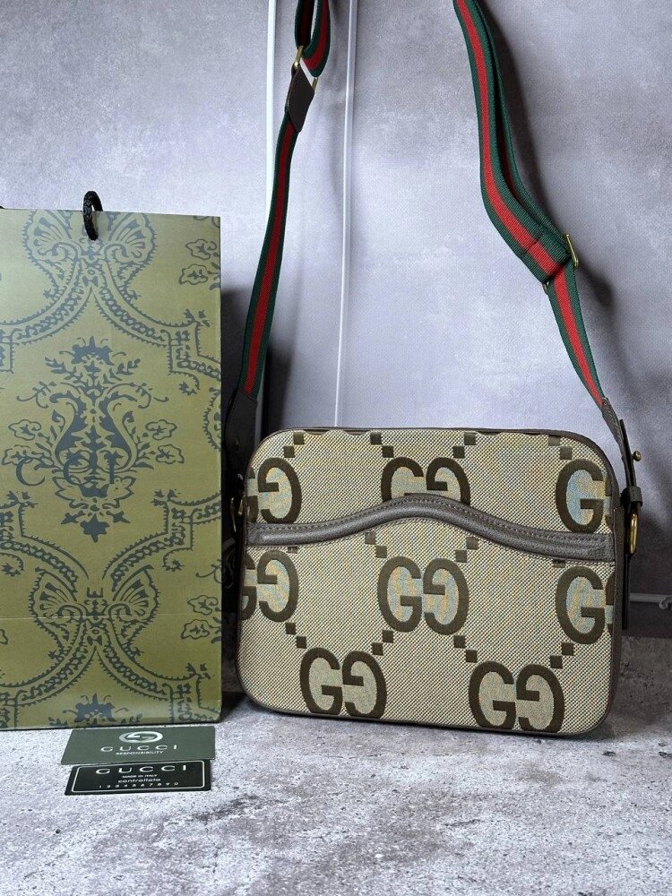 Сумка Gucci c орнамент GG Jumbo S 016-1,  Коричневий від компанії Elektromax - фото 1