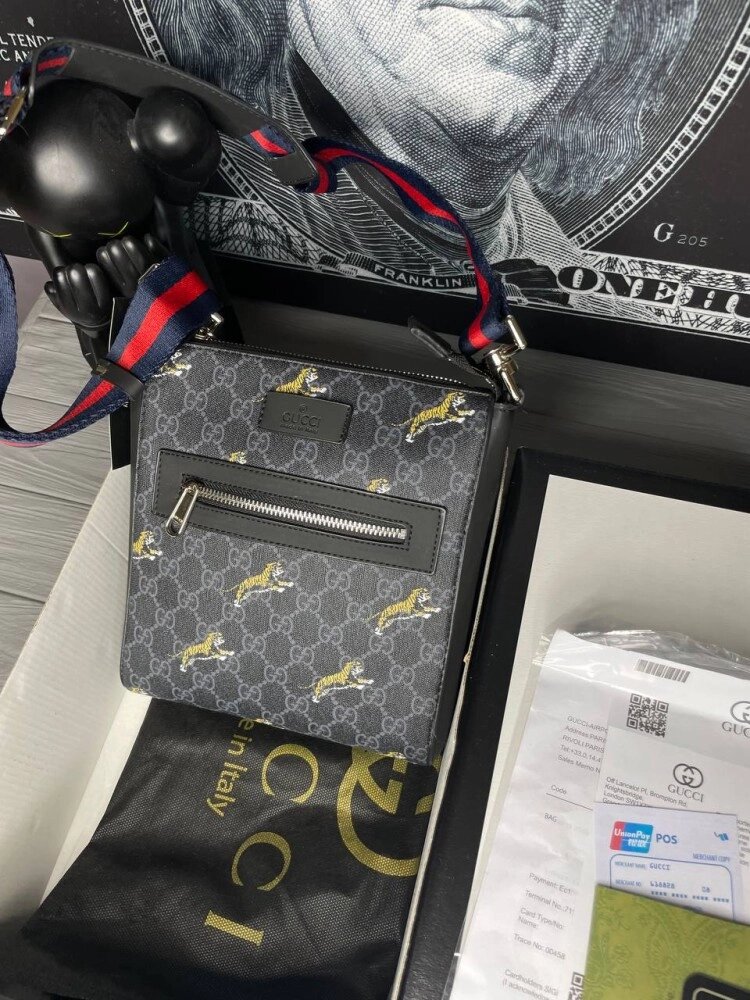 Сумка-мессенджер Gucci GG Supreme Tiger Gray s025 від компанії Elektromax - фото 1