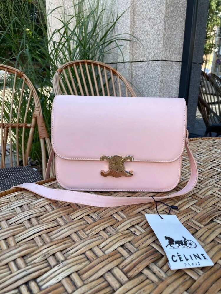 Сумка жіноча Celine Teen Triomphe Bag in Shiny Calfskin Pink Селін пудра DN063 від компанії Elektromax - фото 1