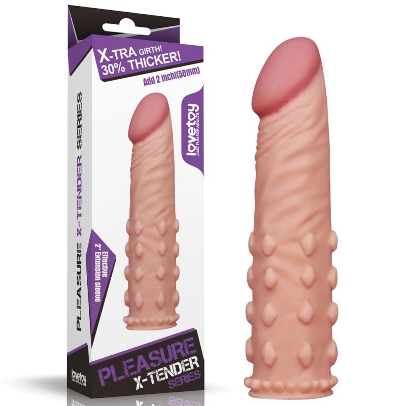 Супер реалістична подовжує насадка на член тілесна Pleasure X Tender Penis Sleeve від компанії Elektromax - фото 1