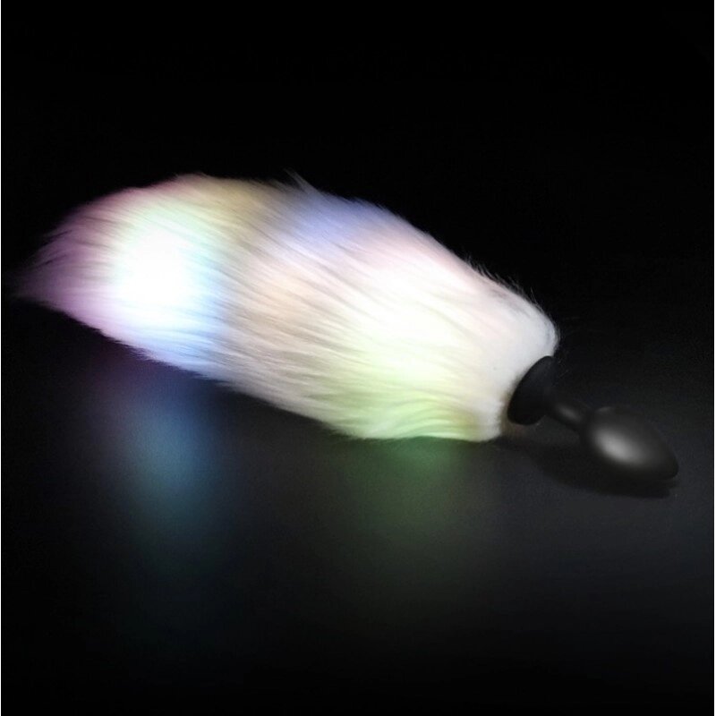 Світиться анальна пробка з пишним хвостом Snow Fox від компанії Elektromax - фото 1