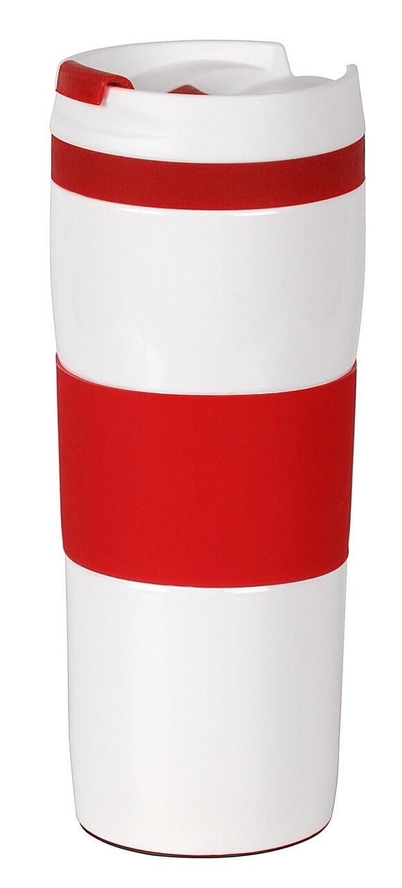 Термокружка Bergamo Bravo, вакуумна, 400 мл (білий/червоний) від компанії Elektromax - фото 1
