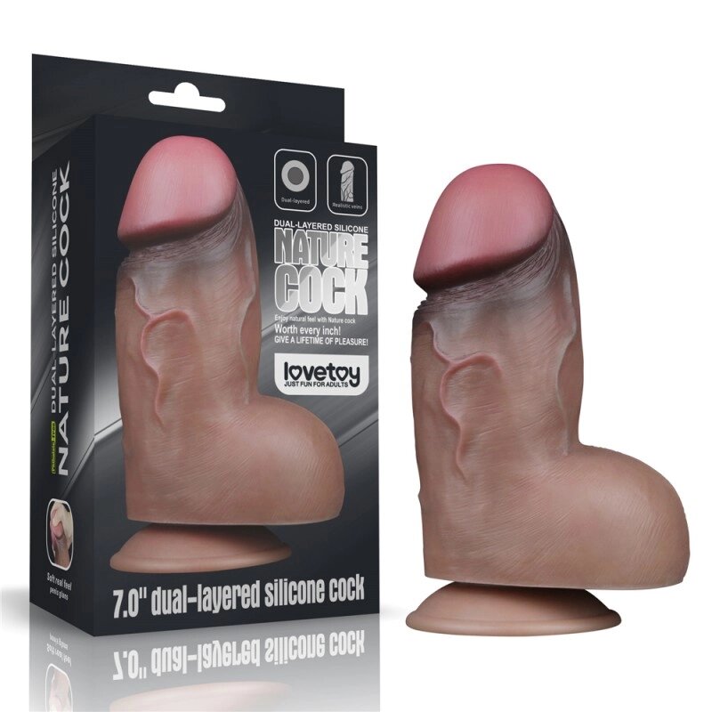 Товстий  Масажер   зі шкірою Dual Layered Platinum Silicone Cock 7.0 від компанії Elektromax - фото 1