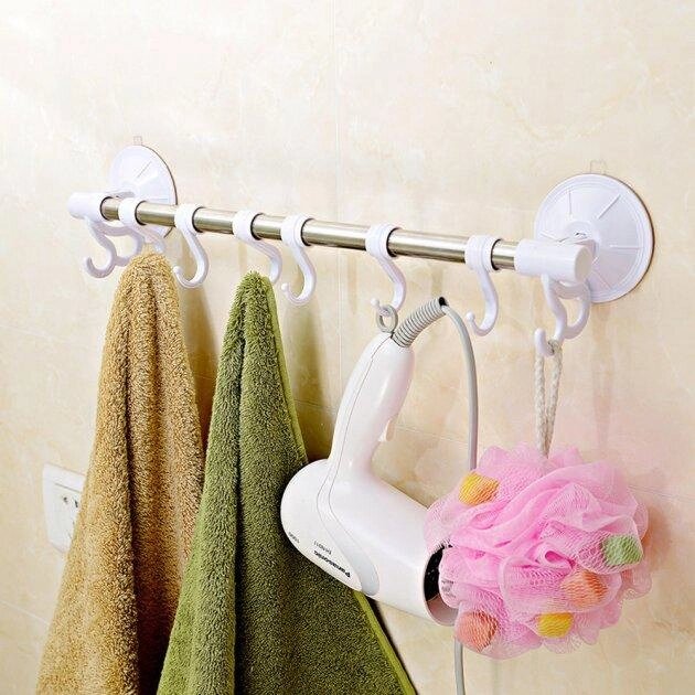 Тримач для рушників із гачками Hanging Rod Hook Towel від компанії Elektromax - фото 1