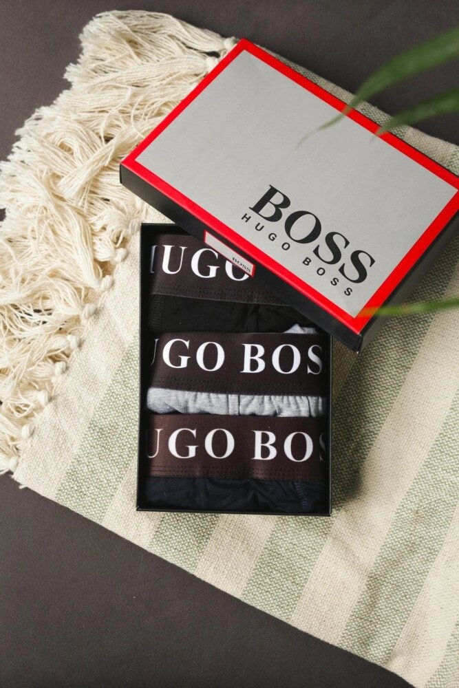 Труси Hugo Boss (3 шт) . Сині, сірі, чорні від компанії Elektromax - фото 1