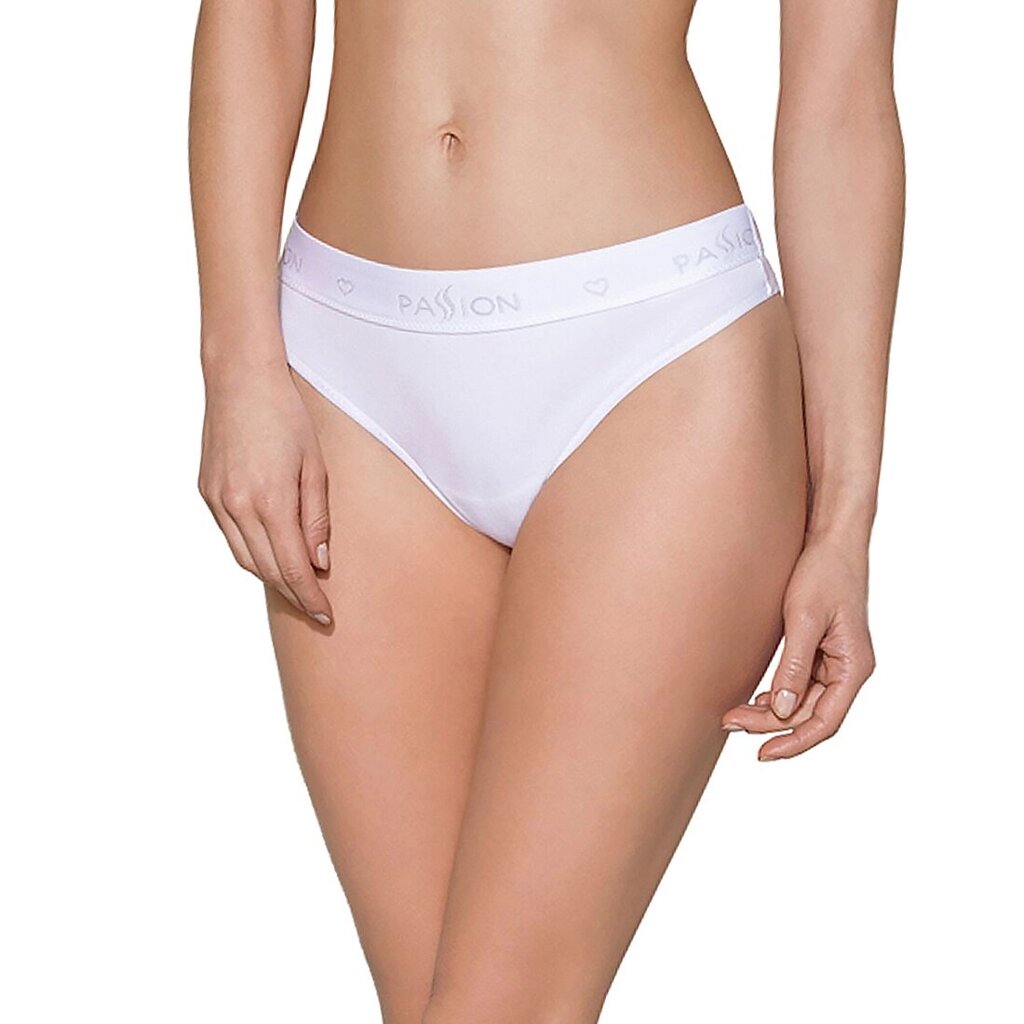 Трусики-бразиліана з бавовни Passion PS005 PANTIES L, white від компанії Elektromax - фото 1