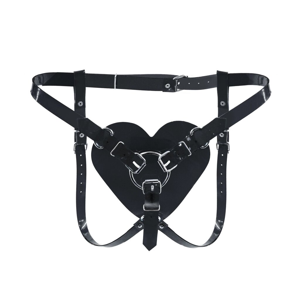 Трусики Серце для страпону Feral Feelings - Hearts Strap-on Belt Black від компанії Elektromax - фото 1