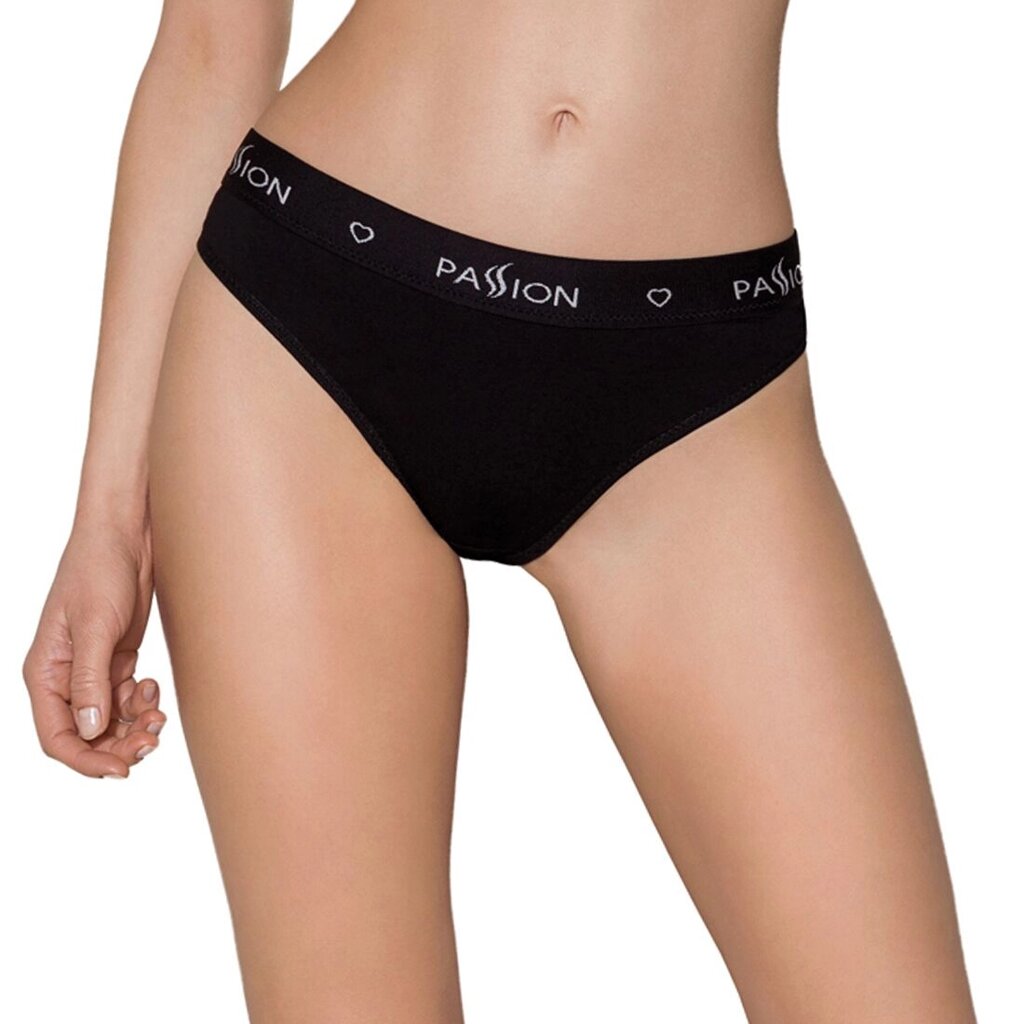 Трусики-сліпи з бавовни та еластаном Passion PS004 PANTIES L, black від компанії Elektromax - фото 1