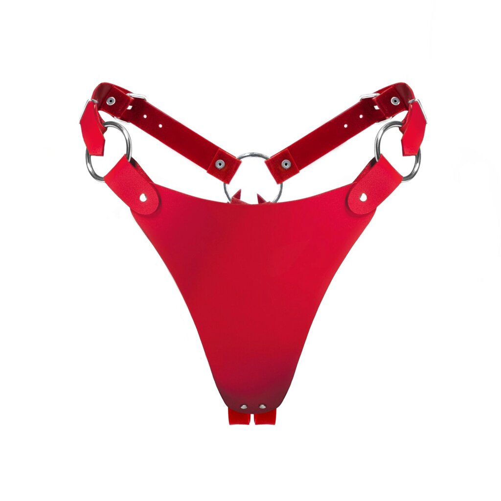 Трусики з натуральної шкіри Feral Feelings - String Bikini Red від компанії Elektromax - фото 1