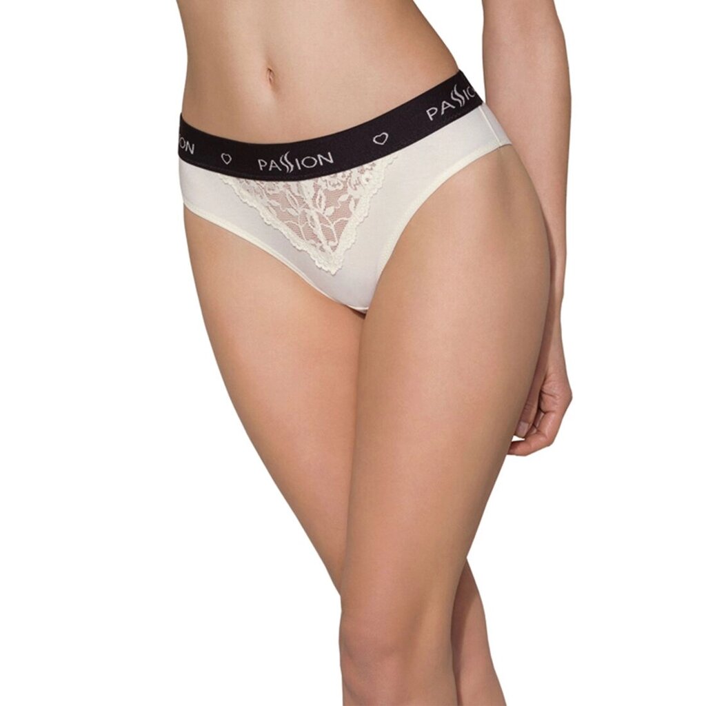 Трусики з широкою гумкою і мереживом Passion PS001 PANTIES M, ecru від компанії Elektromax - фото 1