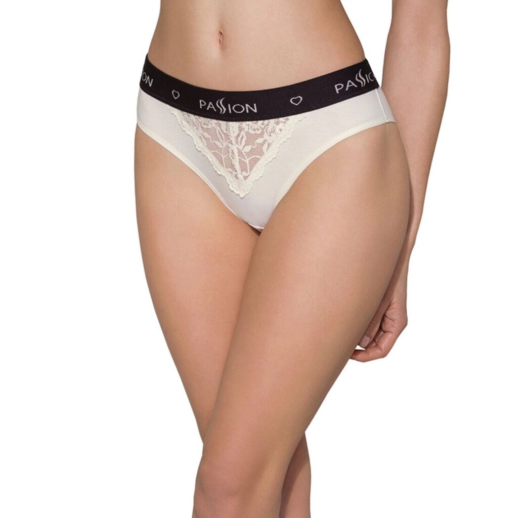 Трусики з широкою гумкою і мереживом Passion PS001 PANTIES XL, ecru від компанії Elektromax - фото 1