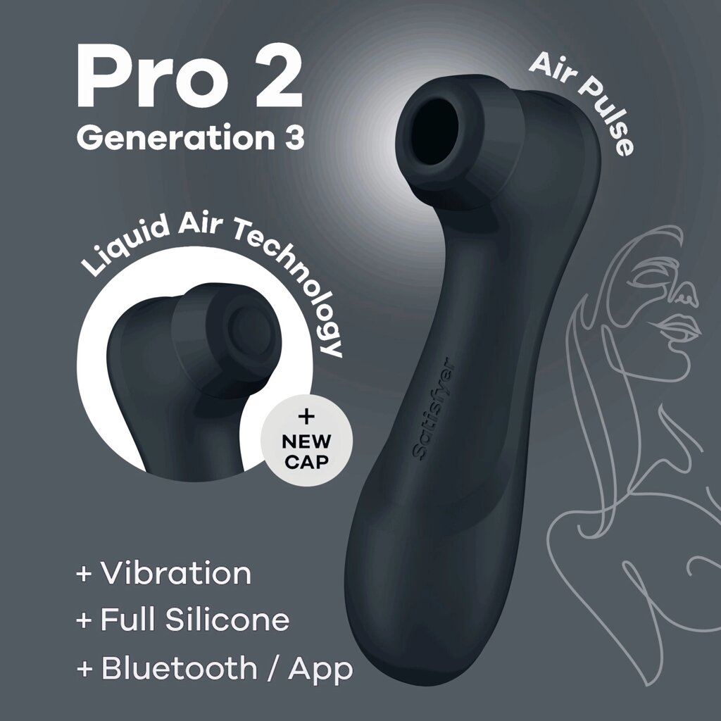 Вакуумний кліторальний стимулятор Satisfyer Pro 2 Generation 3 with Liquid Air Connect App Dark Grey від компанії Elektromax - фото 1