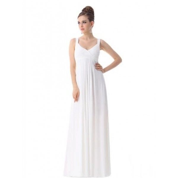 Вечірня довга сукня на ремінці біла на підлозі від компанії Elektromax - фото 1