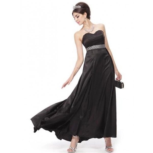 Вечірня сукня без ремінця Чорна довга на підлозі від компанії Elektromax - фото 1