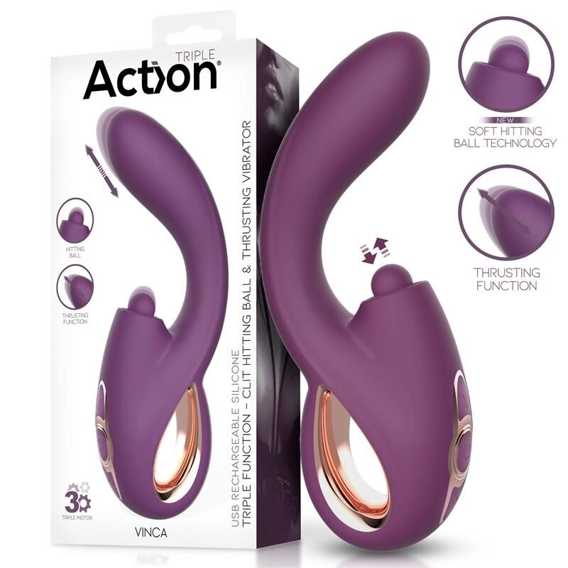 Вібратор для жінок Action Vinca Triple Function Clit Hitting Ball Thrusting Vibration від компанії Elektromax - фото 1