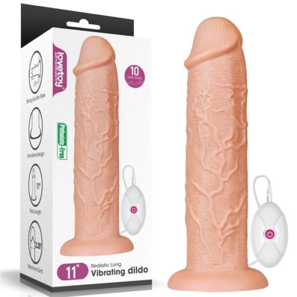 Вібратор гігант з пультом Realistic Long Vibrating Dildo 11.0 від компанії Elektromax - фото 1