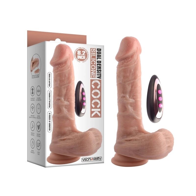 Вібратор на присоске Dual-Layered Nature-Feel Thrusting Silicone Dildo 8.2 від компанії Elektromax - фото 1