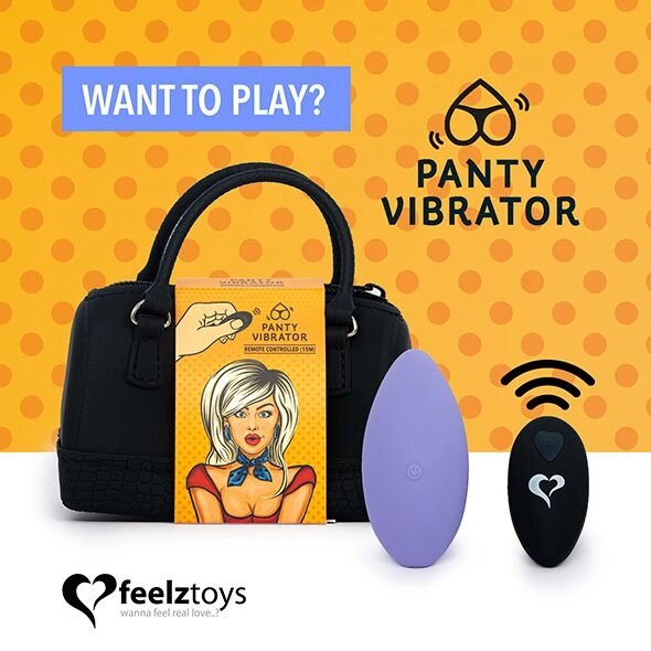 Вібратор в трусики FeelzToys Panty Vibrator Purple з пультом ДК, 6 режимів роботи, сумочка-чохол від компанії Elektromax - фото 1