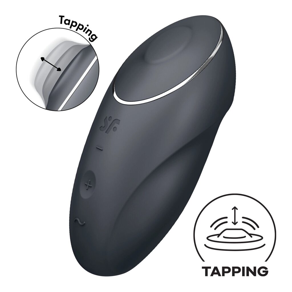 Вібростимулятор-пульсатор Satisfyer Tap & Climax 1 Grey, ефект постукування пальцем, 2 мотори від компанії Elektromax - фото 1