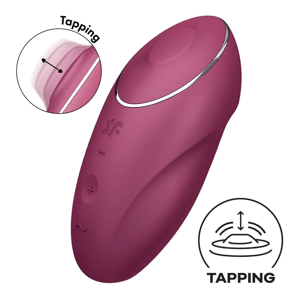 Вібростимулятор-пульсатор Satisfyer Tap & Climax 1 Red, ефект постукування пальцем, 2 мотори від компанії Elektromax - фото 1