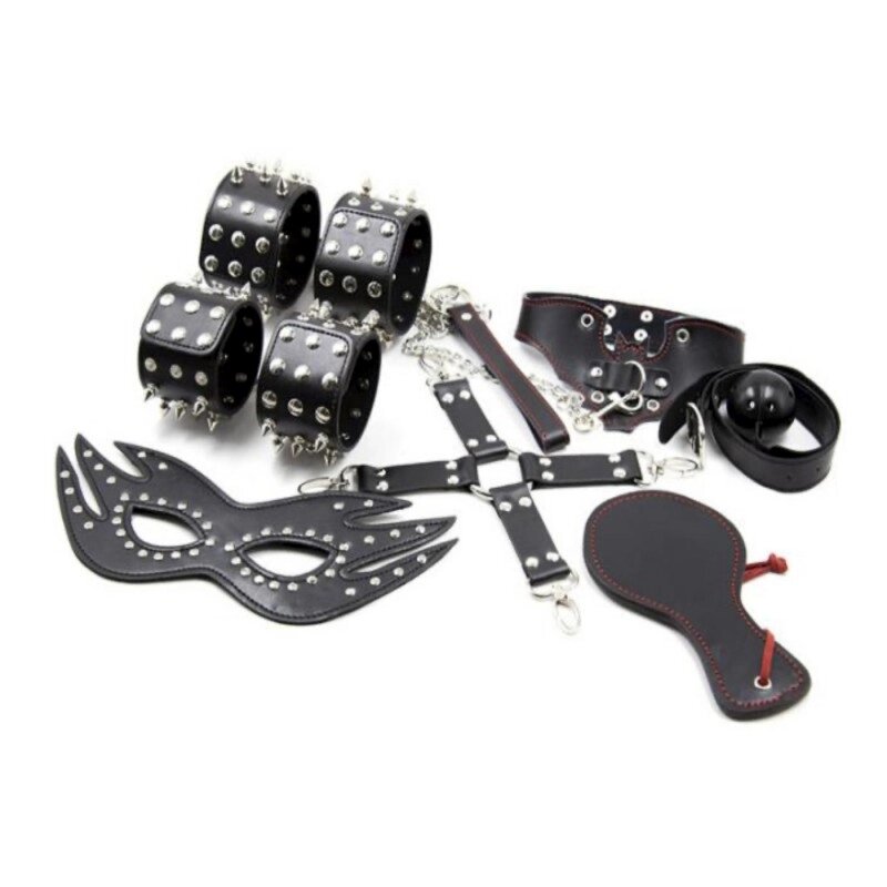 Встановлений для ігор BDSM з шипами 7 відтінків чорних предметів від компанії Elektromax - фото 1