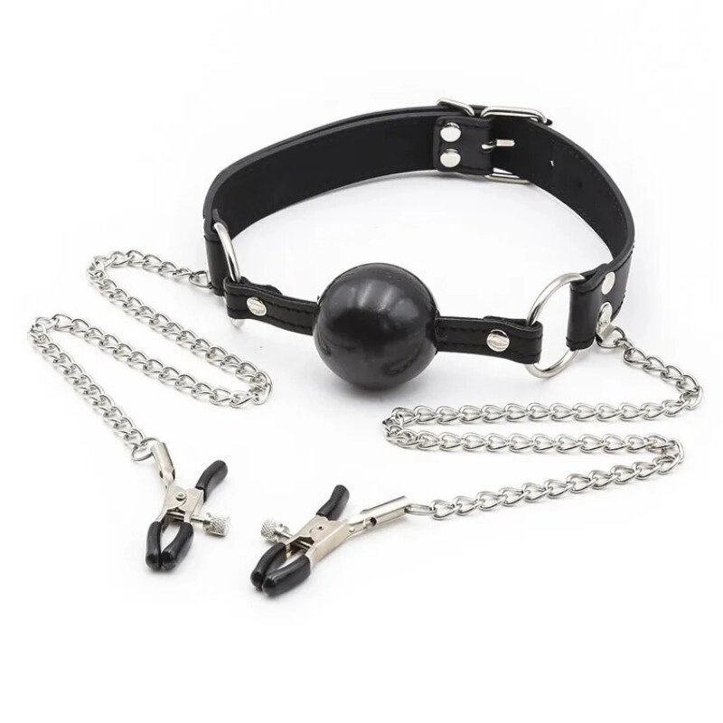 З зажимами для Жінок Nipple Clamps Ball Gag від компанії Elektromax - фото 1