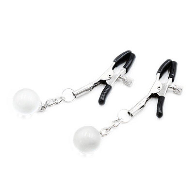 Затискачі для сосків із прозричною кулькою Nipple Silver Toys від компанії Elektromax - фото 1