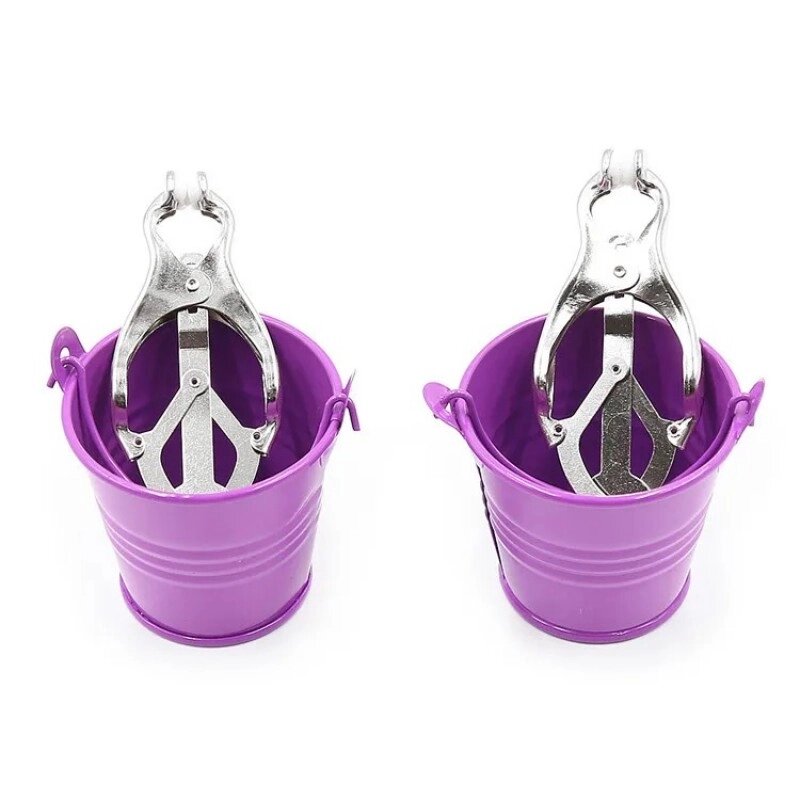 Затискачі для Жінок із цебрами для рідини Bucket Nipple Clamps Purple від компанії Elektromax - фото 1