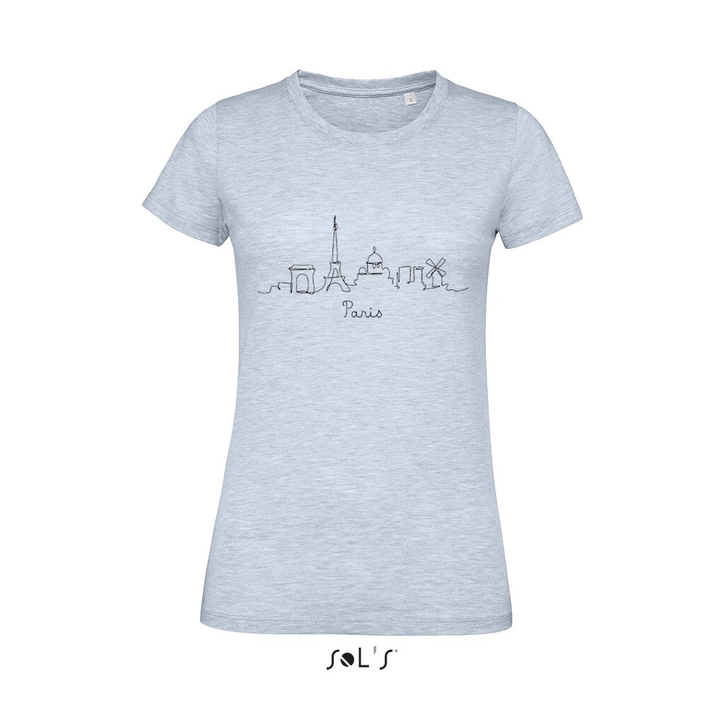 Жіноча футболка з круглим вирізом REGENT FIT WOMEN з принтом "Paris" (тепло-небесний, M) від компанії Elektromax - фото 1