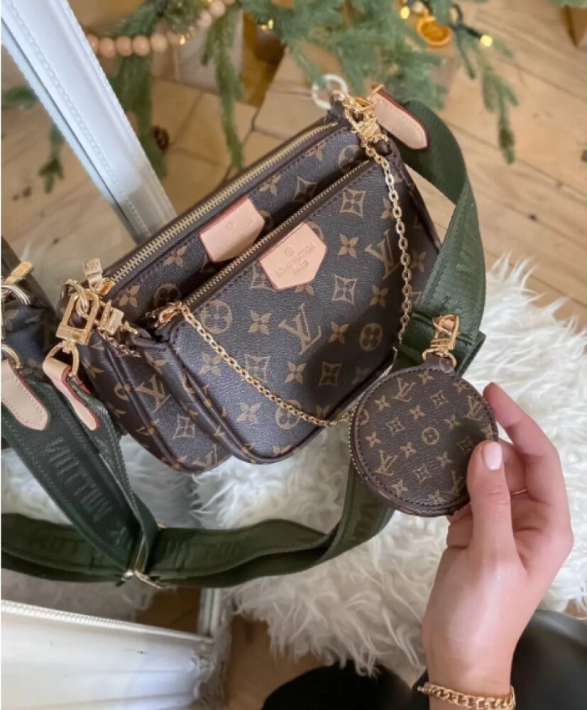 Жіноча сумка 3в1 Louis Vuitton Multi Pochette  коричневий від компанії Elektromax - фото 1