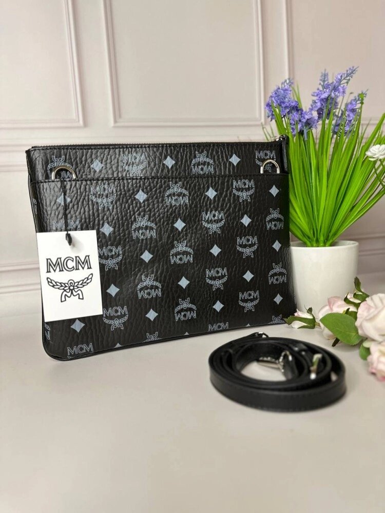 Жіноча Сумка MCM Crossbody Pouch in Visetos Original Чорна з Синім  wb062 від компанії Elektromax - фото 1