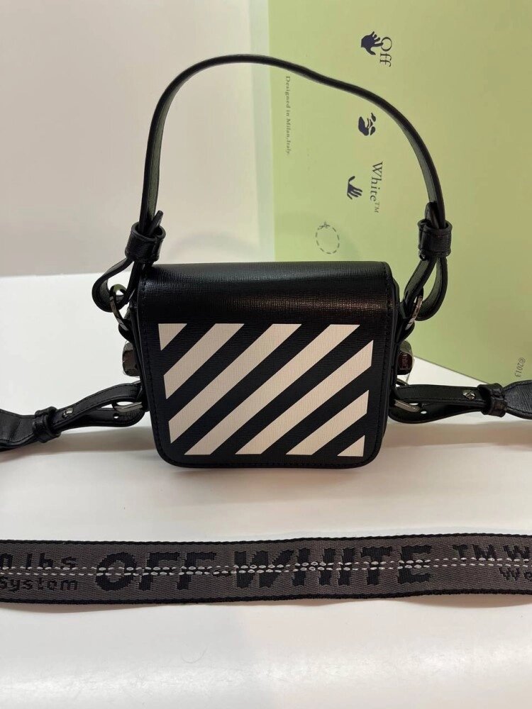 Жіноча сумка Off White Diag flap bag, чорна від компанії Elektromax - фото 1