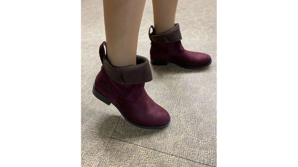 Жіночі черевики замшеві ковбойки з відворотом бордові на низькому 36-41 від компанії Elektromax - фото 1