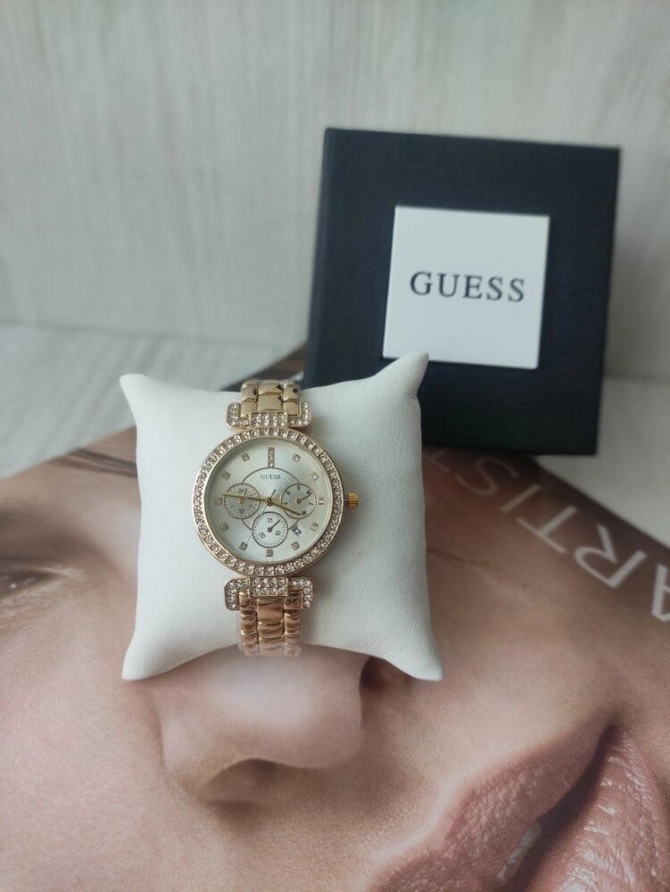 Жіночі наручний годинник Guess gold страз від компанії Elektromax - фото 1