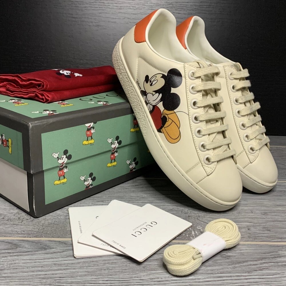 Жіночі шкіряні кеди Gucci Disney. Кросівки Gucci Disney білі від компанії Elektromax - фото 1