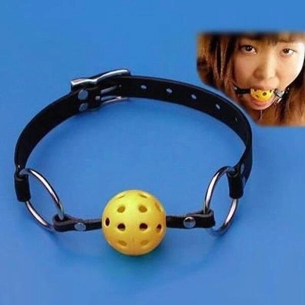 Жовтий дихаючий кляп для рота Breathable Ball Gag від компанії Elektromax - фото 1