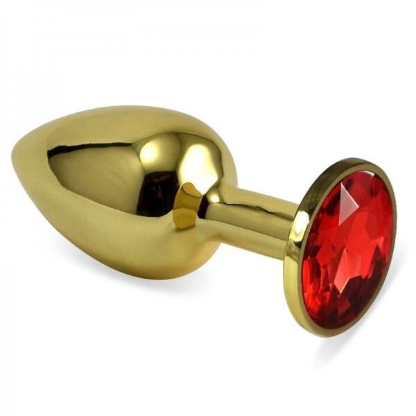 Золота анальна пробка з червоним каменем Rosebud Anal Plug Medium від компанії Elektromax - фото 1