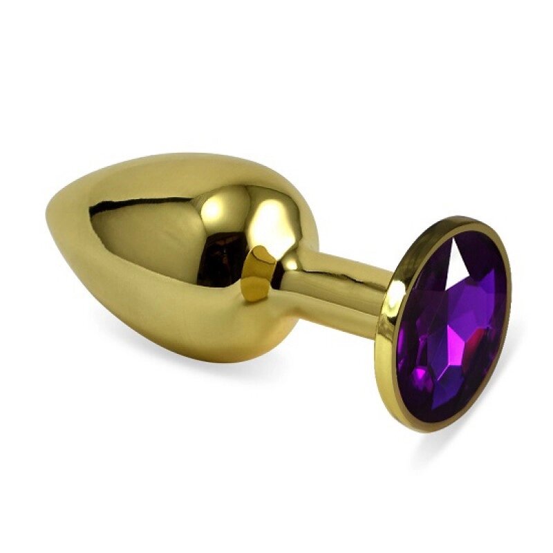 Золота анальна пробка з фіолетовим каменем Rosebud Anal Plug Medium від компанії Elektromax - фото 1