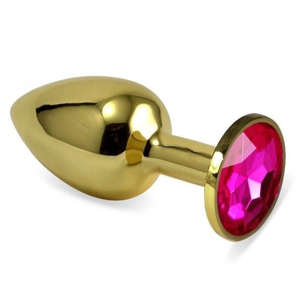 Золота анальна пробка з рожевим каменем Rosebud Anal Plug Medium від компанії Elektromax - фото 1