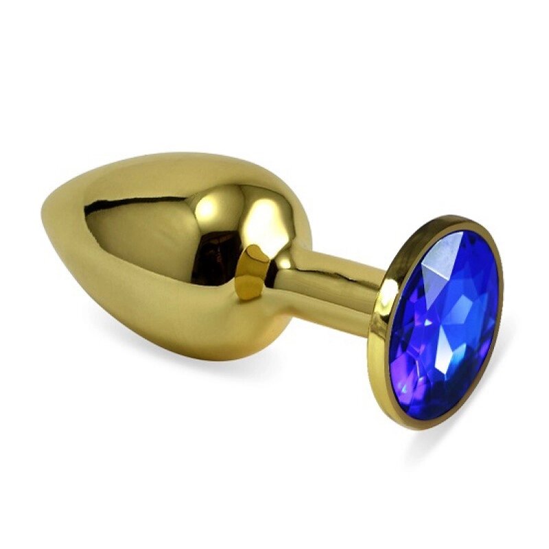 Золота анальна пробка з синім каменем Rosebud Anal Plug Medium від компанії Elektromax - фото 1