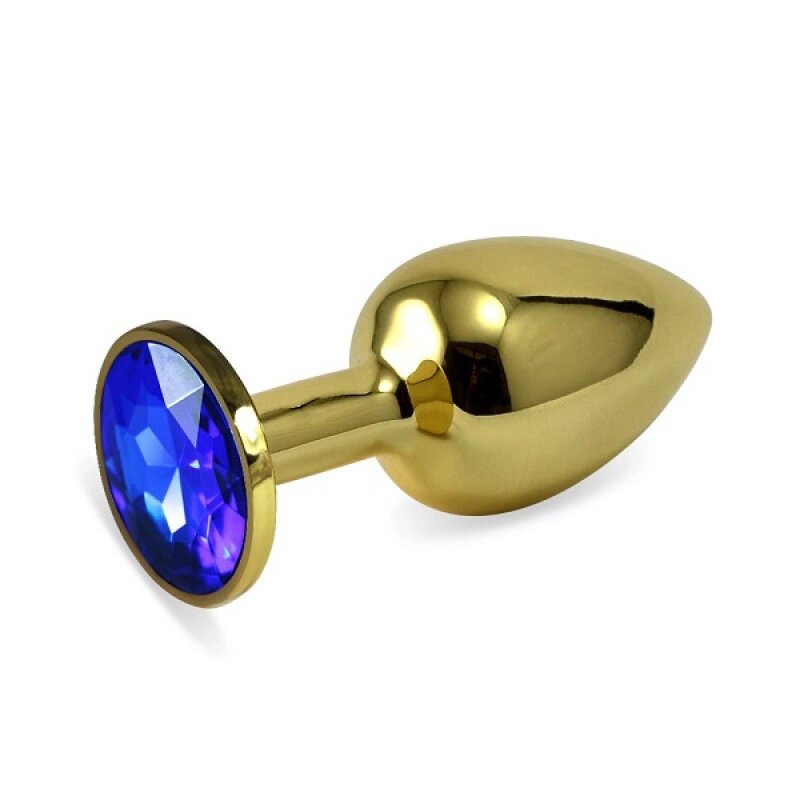 Золота анальна пробка з синім каменем Rosebud Anal Plug Small від компанії Elektromax - фото 1