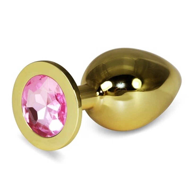 Золота анальна пробка з світло-рожевим каменем Rosebud Anal Plug Large від компанії Elektromax - фото 1