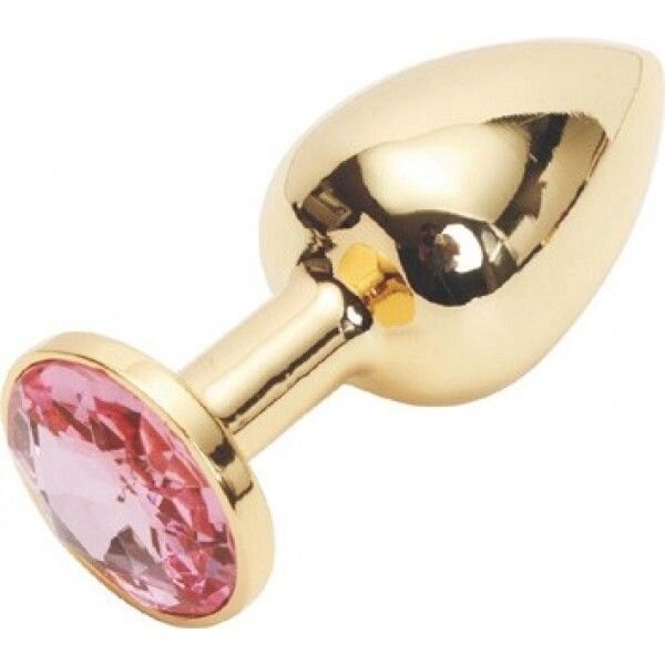 Золота анальна пробка з світло-рожевим каменем Rosebud Anal Plug Small від компанії Elektromax - фото 1