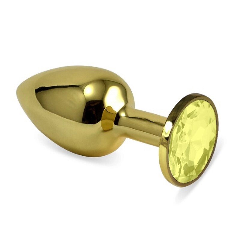 Золота анальна пробка з жовтим каменем Rosebud Anal Plug Medium від компанії Elektromax - фото 1