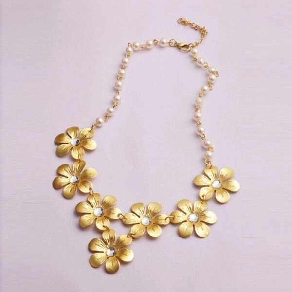 Золоте намисто з квітами та перлами від компанії Elektromax - фото 1