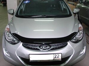 Дефлектор капоту (мухобійка) Hyundai Elantra 2011-темний