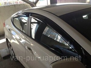 Дефлектори вікон (вітровики) HYUNDAI Elantra 2011-4ч, темний