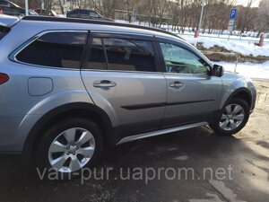 Віконні дефлектори (Vetroviki) Subaru Outback 2009-2015 з ліпленням Chrome AVTM